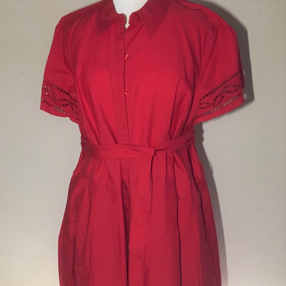 Talbot's Red Dress with Eyelet Lace Details 16W